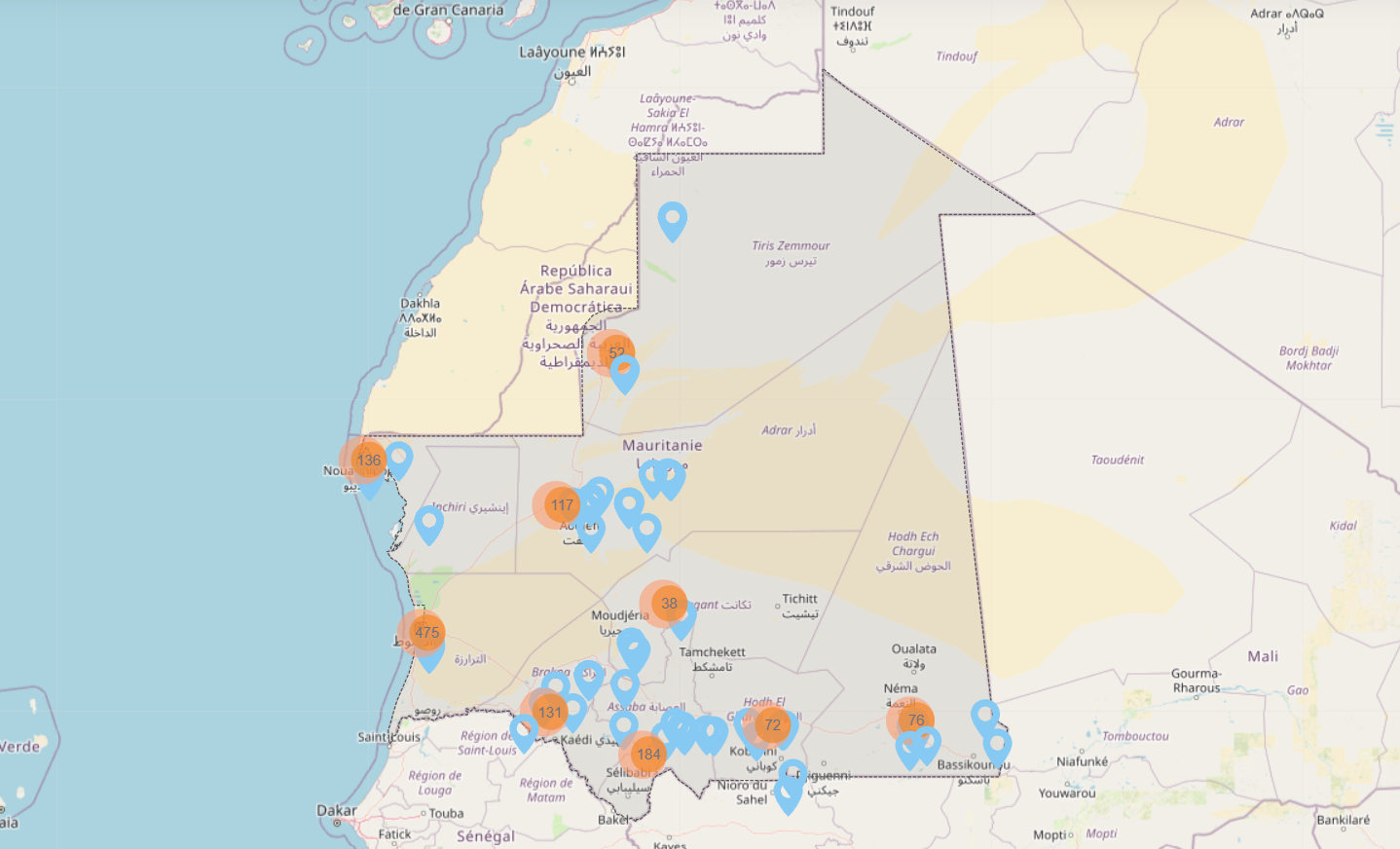 خريطة موريتانيا